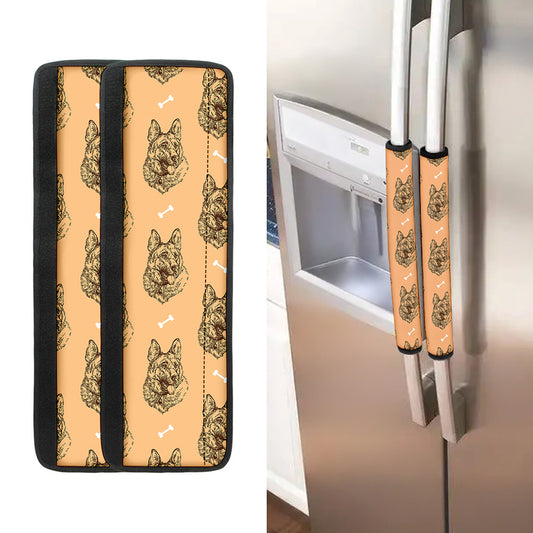 Drawing German Shepherd Pattern Print Refrigerator Handle Covers