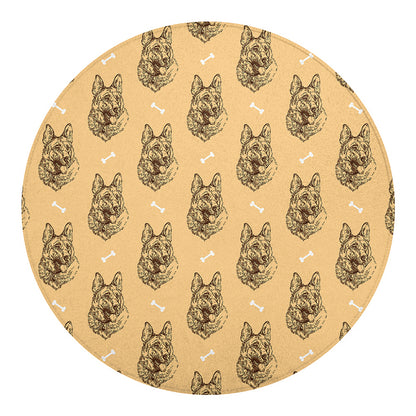 Drawing German Shepherd Pattern Print Round Blanket