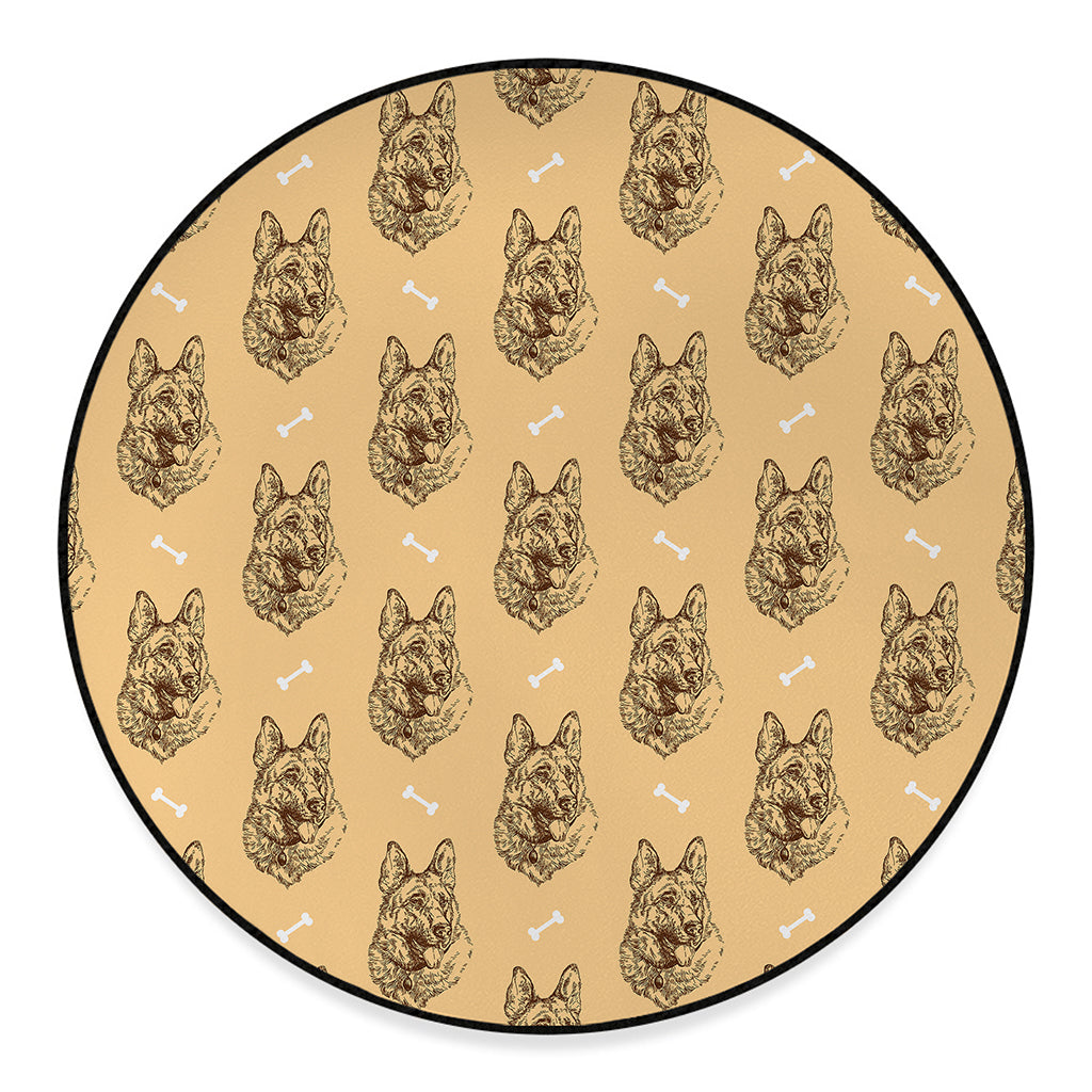 Drawing German Shepherd Pattern Print Round Floor Mat