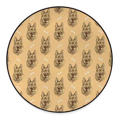 Drawing German Shepherd Pattern Print Round Floor Mat