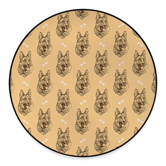 Drawing German Shepherd Pattern Print Round Floor Mat