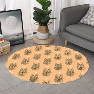 Drawing German Shepherd Pattern Print Round Rug