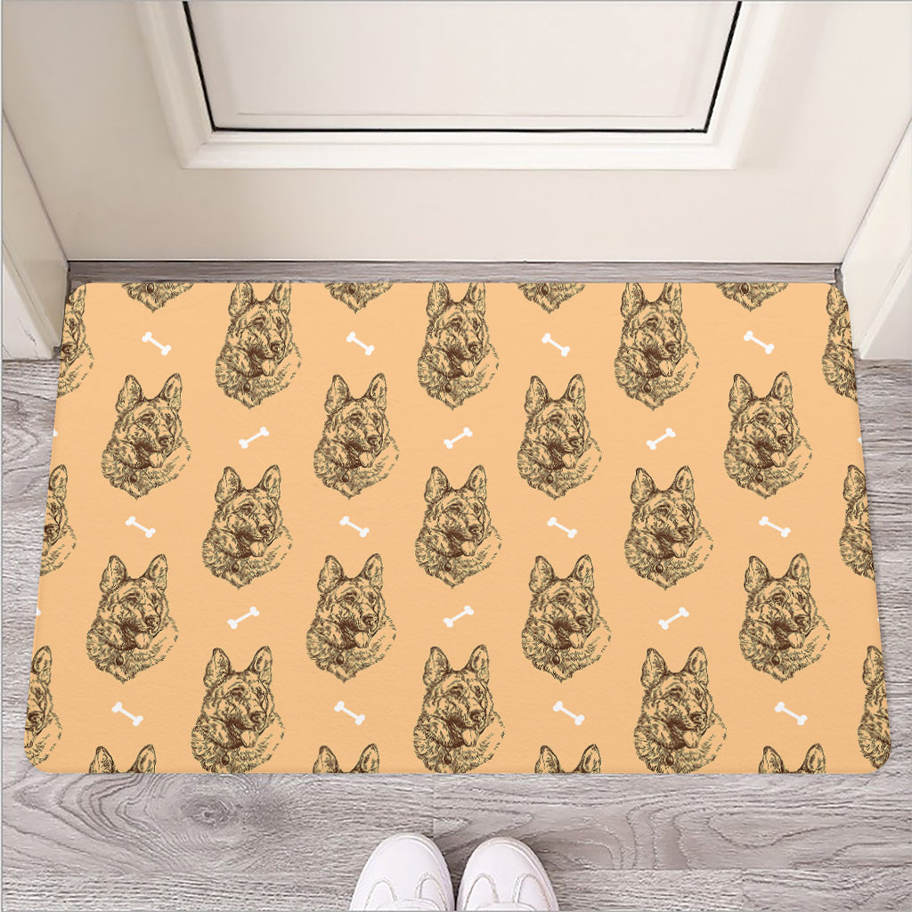 Drawing German Shepherd Pattern Print Rubber Doormat