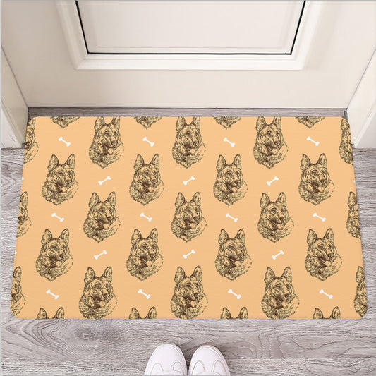 Drawing German Shepherd Pattern Print Rubber Doormat