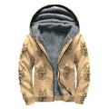 Drawing German Shepherd Pattern Print Sherpa Lined Zip Up Hoodie