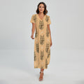 Drawing German Shepherd Pattern Print Short Sleeve Maxi Dress