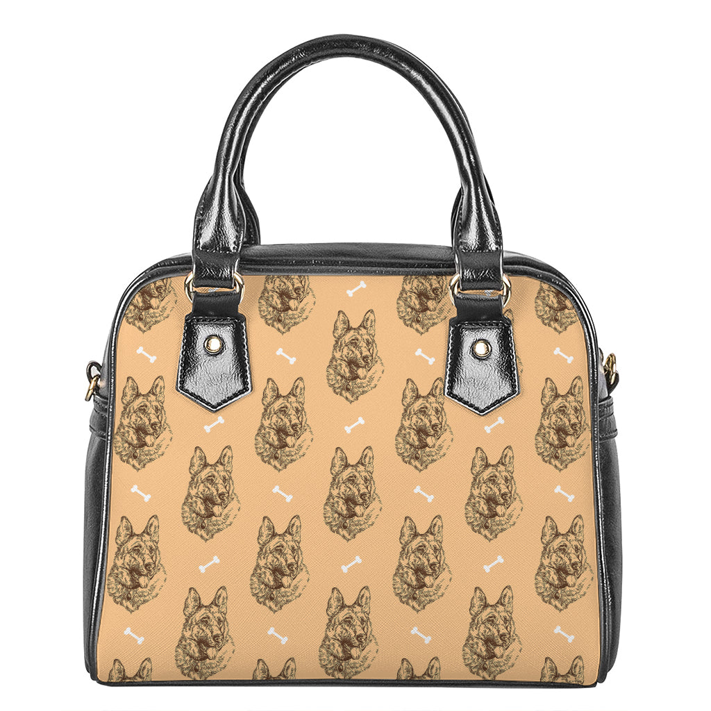 Drawing German Shepherd Pattern Print Shoulder Handbag