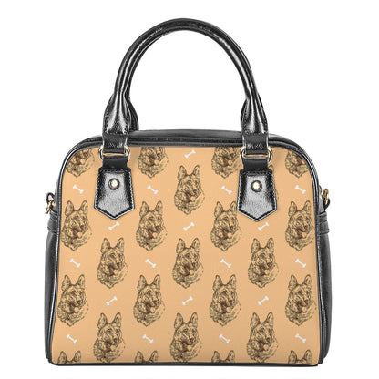 Drawing German Shepherd Pattern Print Shoulder Handbag