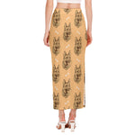 Drawing German Shepherd Pattern Print Side Slit Maxi Skirt