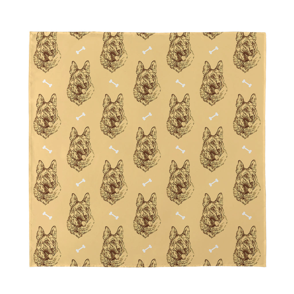 Drawing German Shepherd Pattern Print Silk Bandana