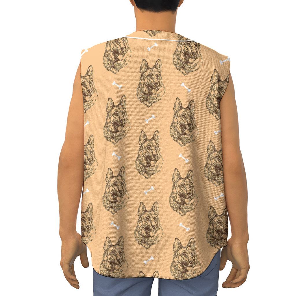 Drawing German Shepherd Pattern Print Sleeveless Baseball Jersey