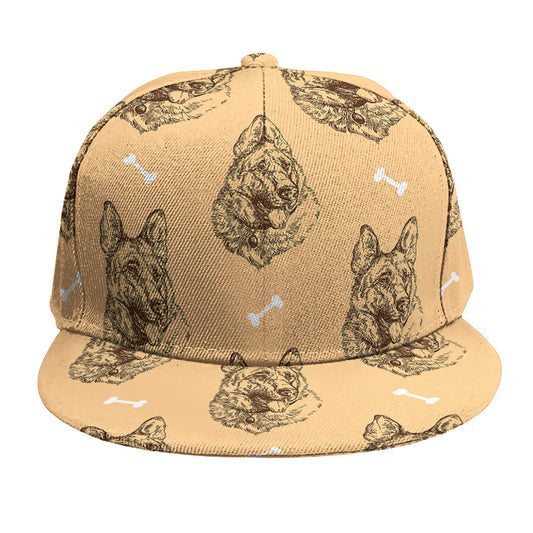 Drawing German Shepherd Pattern Print Snapback Cap
