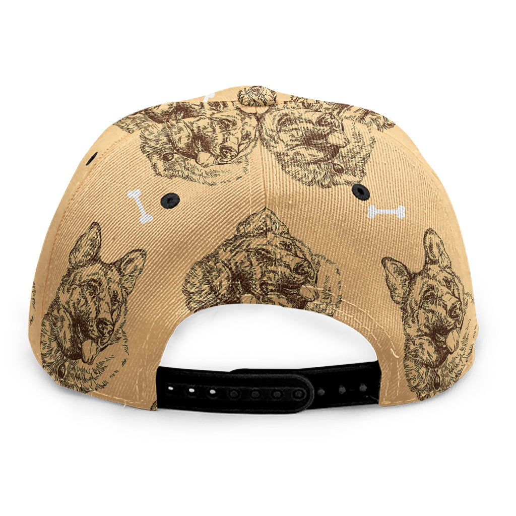 Drawing German Shepherd Pattern Print Snapback Cap