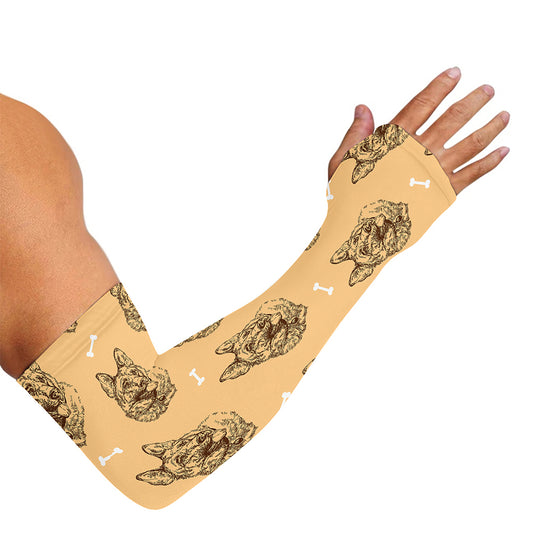 Drawing German Shepherd Pattern Print Sun Protection Arm Sleeves