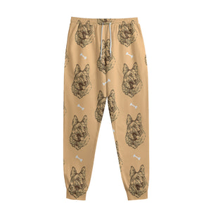 Drawing German Shepherd Pattern Print Sweatpants