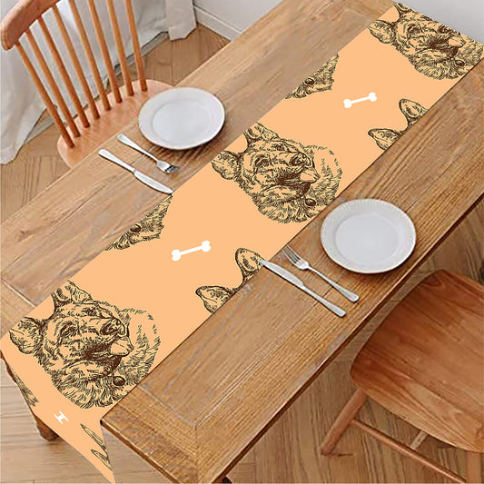 Drawing German Shepherd Pattern Print Table Runner