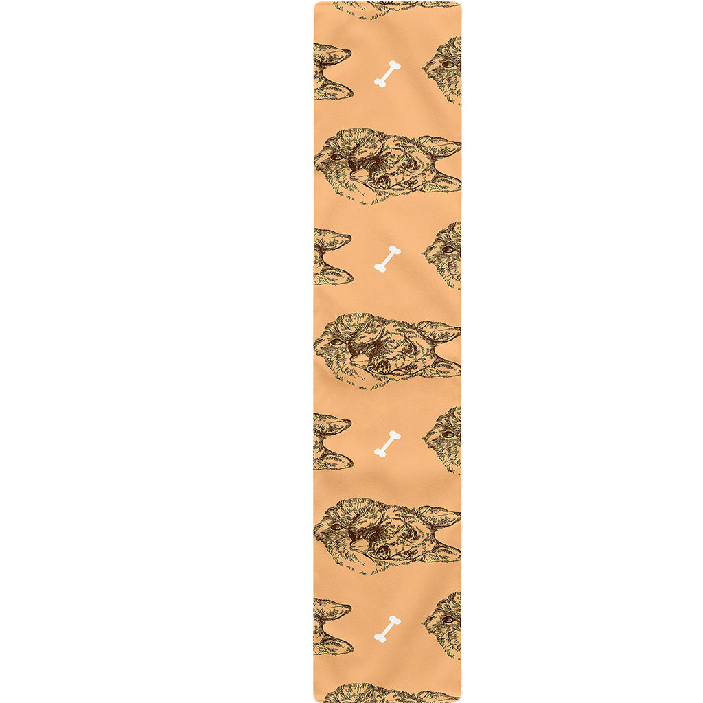 Drawing German Shepherd Pattern Print Table Runner