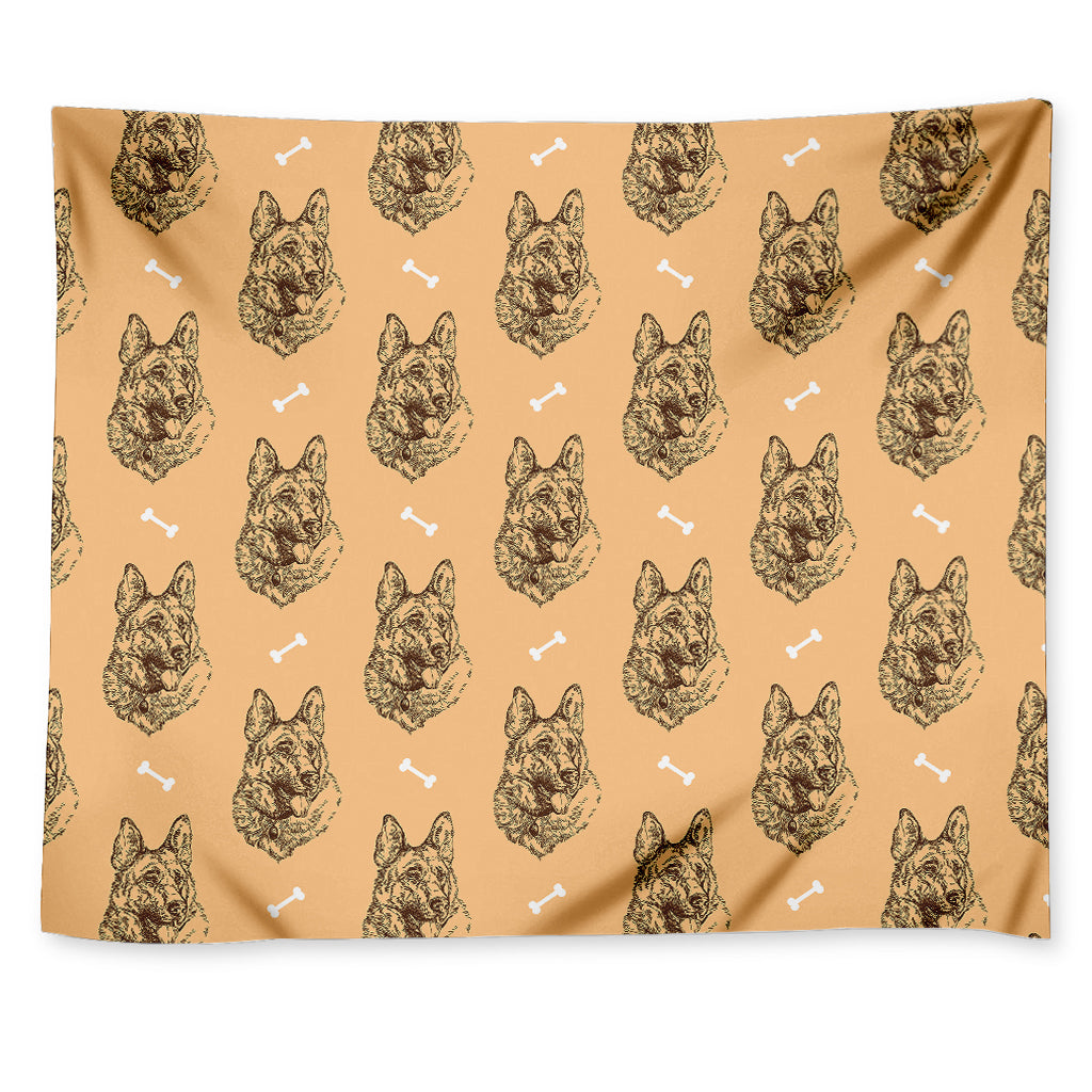 Drawing German Shepherd Pattern Print Tapestry
