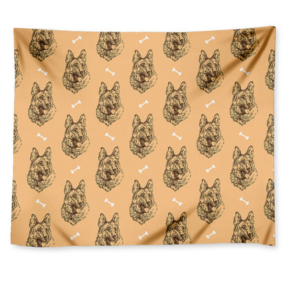 Drawing German Shepherd Pattern Print Tapestry