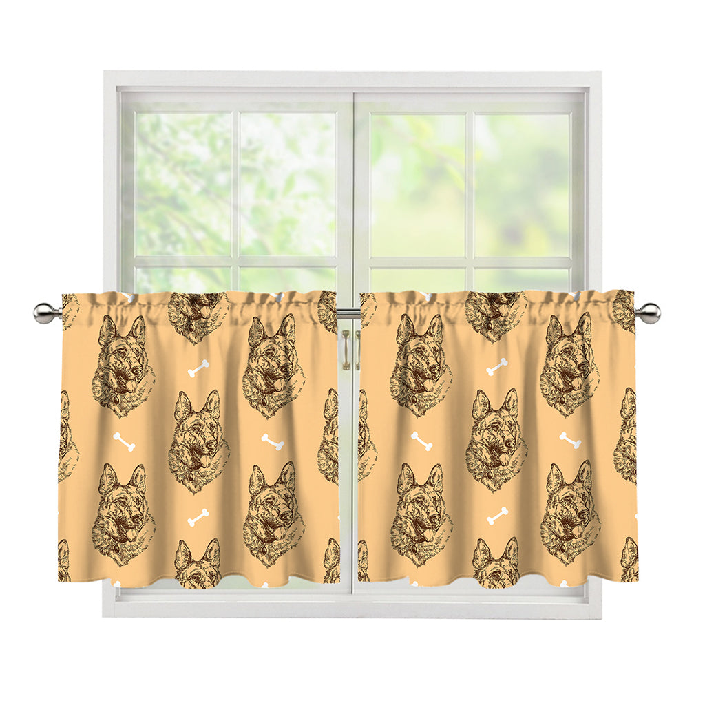 Drawing German Shepherd Pattern Print Tier Curtains