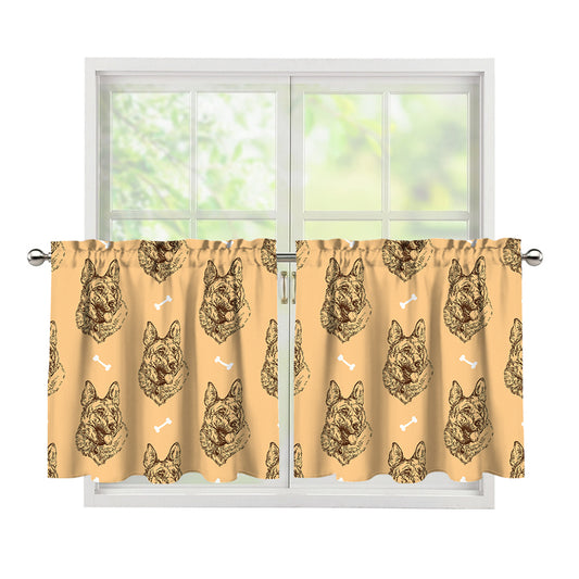 Drawing German Shepherd Pattern Print Tier Curtains