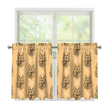 Drawing German Shepherd Pattern Print Tier Curtains