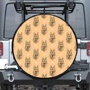 Drawing German Shepherd Pattern Print Tire Cover