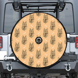 Drawing German Shepherd Pattern Print Tire Cover With Camera Hole