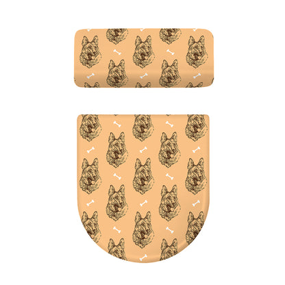 Drawing German Shepherd Pattern Print Toilet Lid And Tank Cover Set
