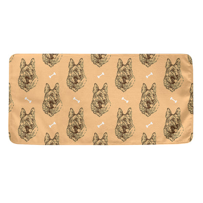 Drawing German Shepherd Pattern Print Towel