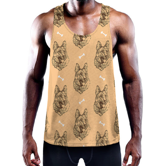 Drawing German Shepherd Pattern Print Training Tank Top