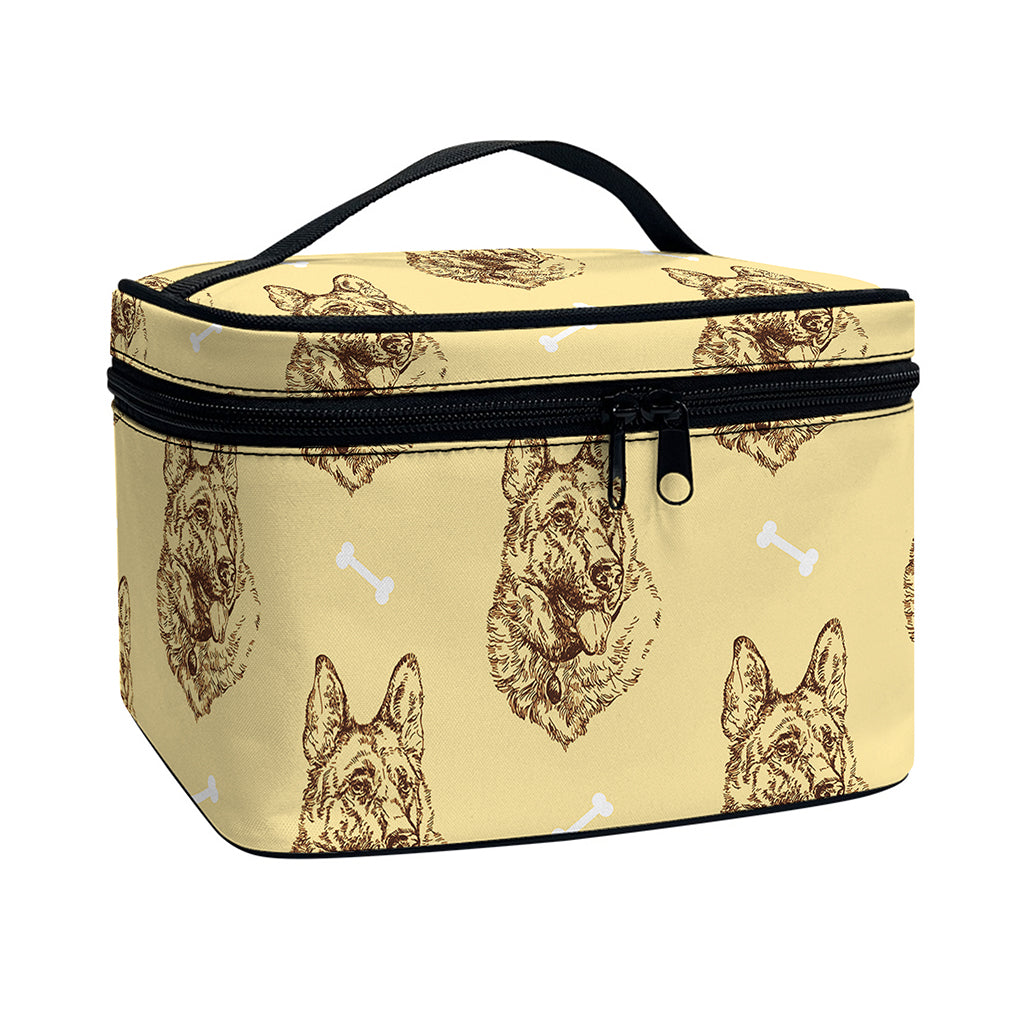 Drawing German Shepherd Pattern Print Travel Makeup Bag