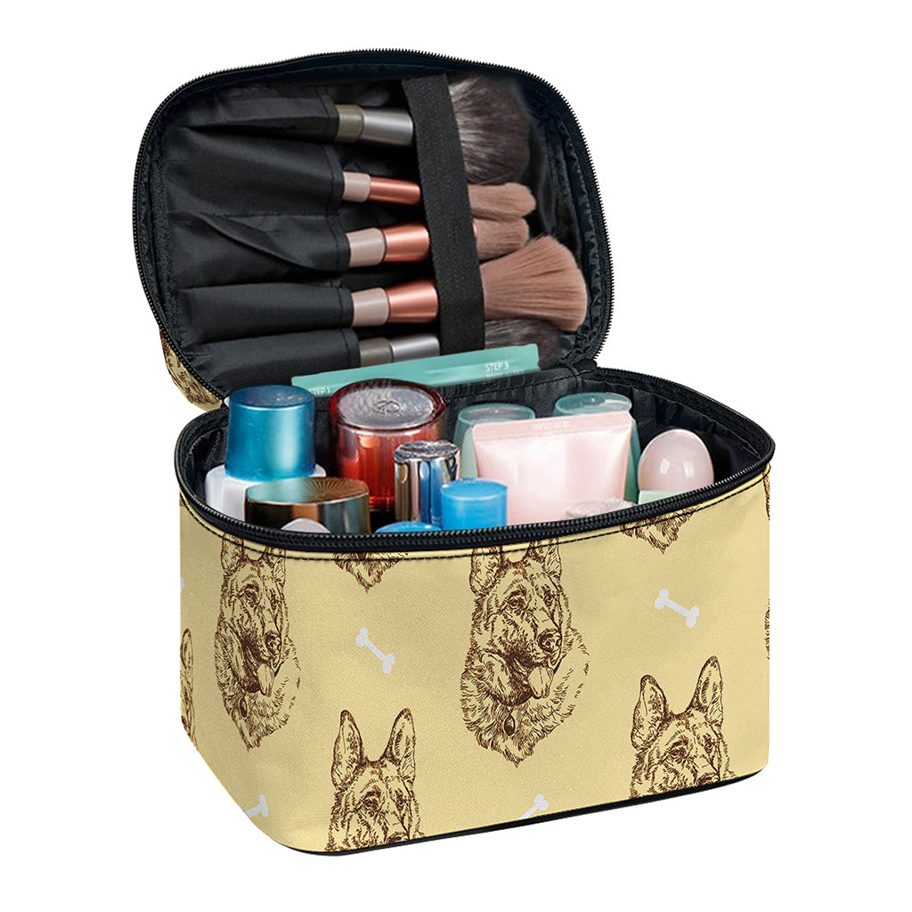 Drawing German Shepherd Pattern Print Travel Makeup Bag