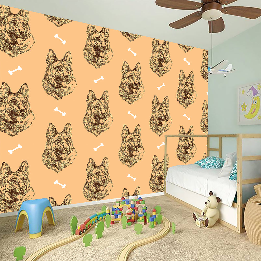 Drawing German Shepherd Pattern Print Wall Sticker