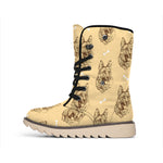 Drawing German Shepherd Pattern Print Winter Boots
