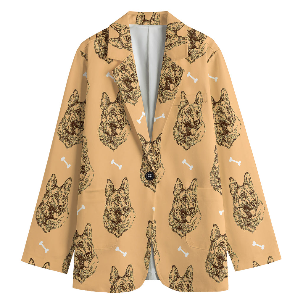 Drawing German Shepherd Pattern Print Women's Blazer