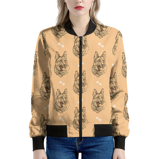 Drawing German Shepherd Pattern Print Women's Bomber Jacket