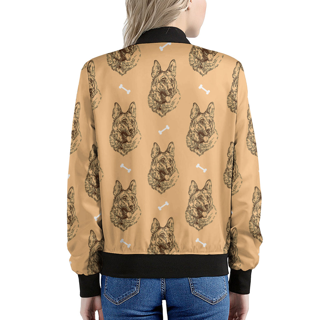 Drawing German Shepherd Pattern Print Women's Bomber Jacket