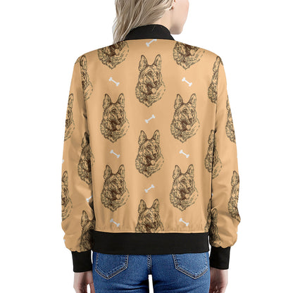 Drawing German Shepherd Pattern Print Women's Bomber Jacket