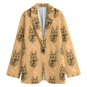 Drawing German Shepherd Pattern Print Women's Cotton Blazer