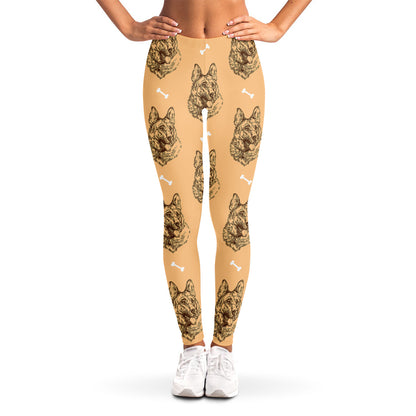 Drawing German Shepherd Pattern Print Women's Leggings
