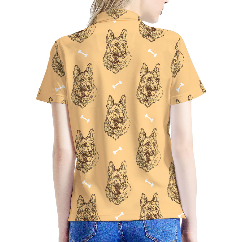 Drawing German Shepherd Pattern Print Women's Polo Shirt