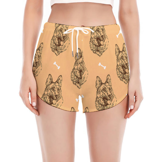 Drawing German Shepherd Pattern Print Women's Split Running Shorts