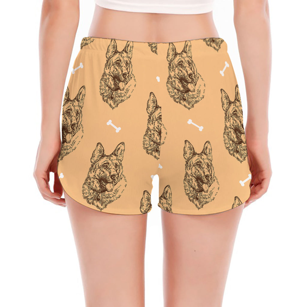 Drawing German Shepherd Pattern Print Women's Split Running Shorts