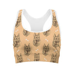 Drawing German Shepherd Pattern Print Women's Sports Bra