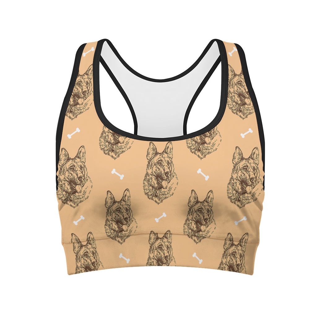 Drawing German Shepherd Pattern Print Women's Sports Bra