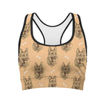 Drawing German Shepherd Pattern Print Women's Sports Bra
