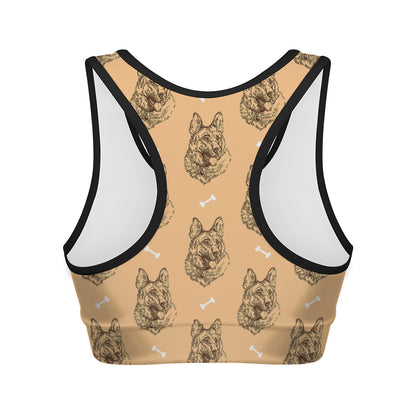 Drawing German Shepherd Pattern Print Women's Sports Bra