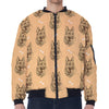 Drawing German Shepherd Pattern Print Zip Sleeve Bomber Jacket