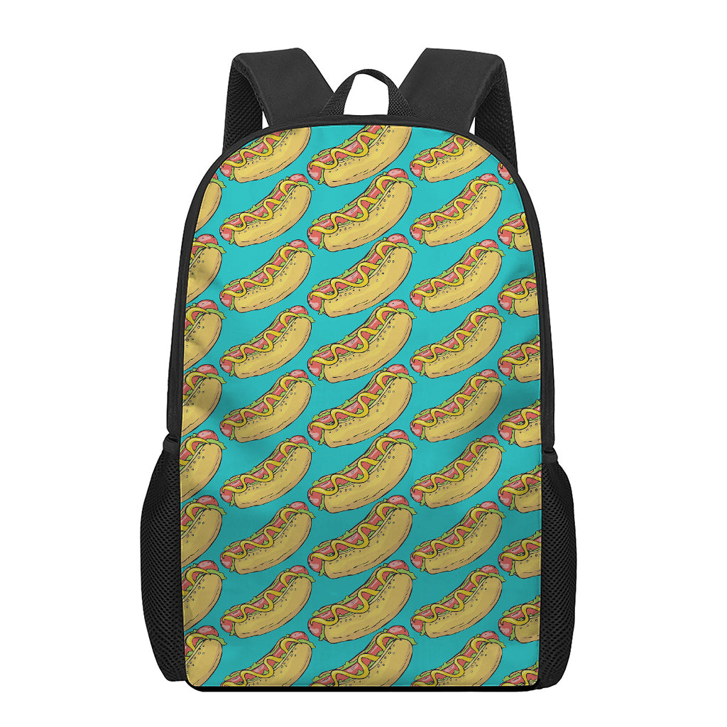 Drawing Hot Dog Pattern Print 17 Inch Backpack